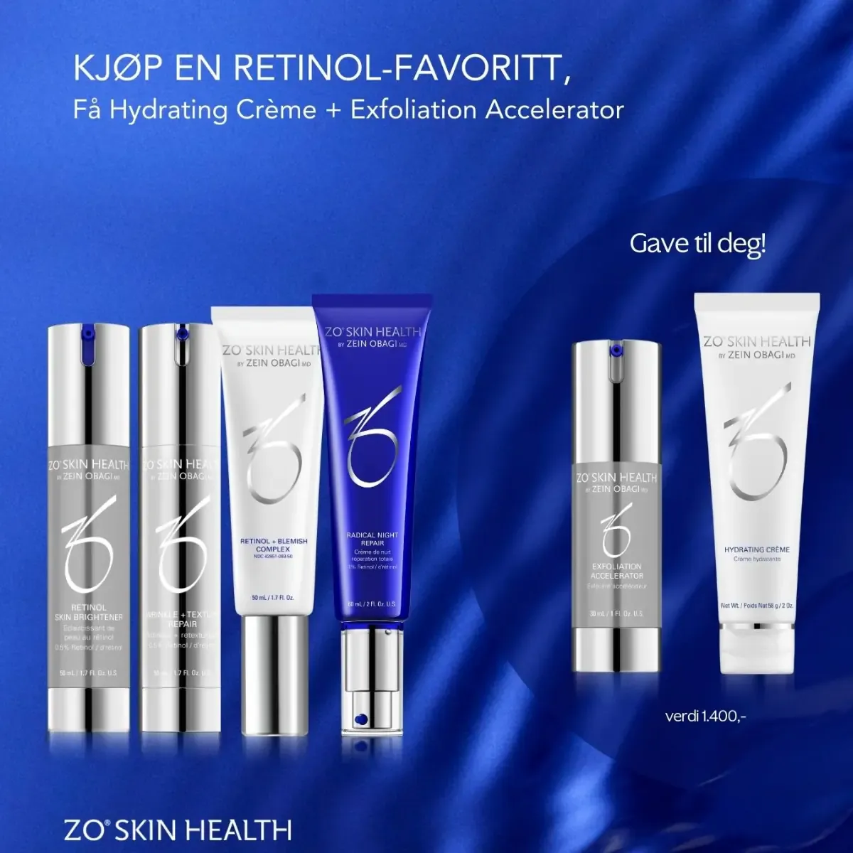 ZO kampanje - .Gi huden ekstra pleie i vinter! Når du kjøper Hydrating Crème, Recovery Crème eller Renewal Crème fra ZO får du Complexion Renewal Pads i gave (reisestørrelse, 30 pads). Disse kremene tilfører intensiv fukt, styrker hudbarrieren og passer perfekt i den kalde sesongen. Et ideelt vinterkit for jevnere, mykere og mer balansert hud.